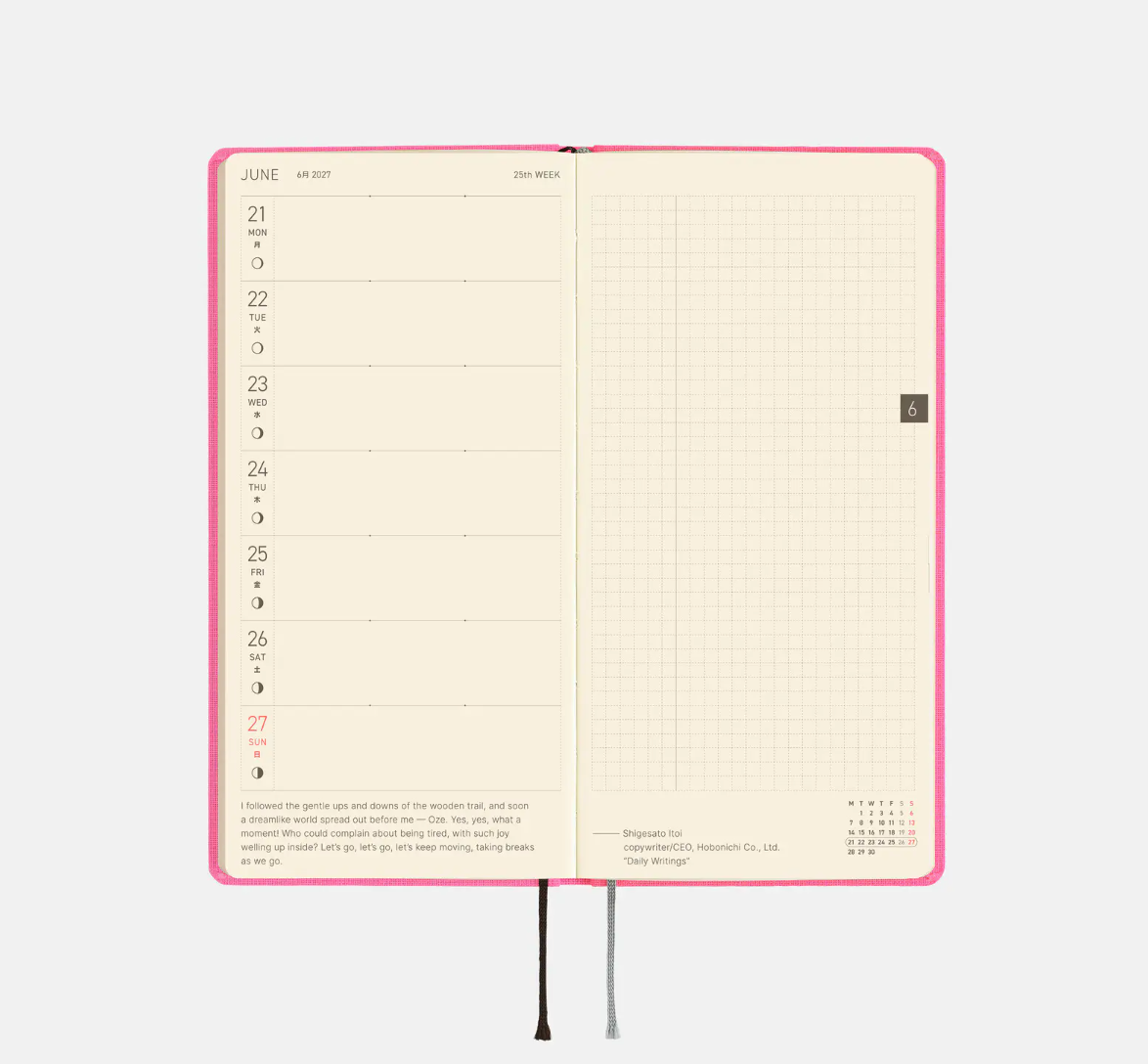 PREORDER: Hobonichi Techo 2027 Weeks MEGA Colors: Pink Sapphire