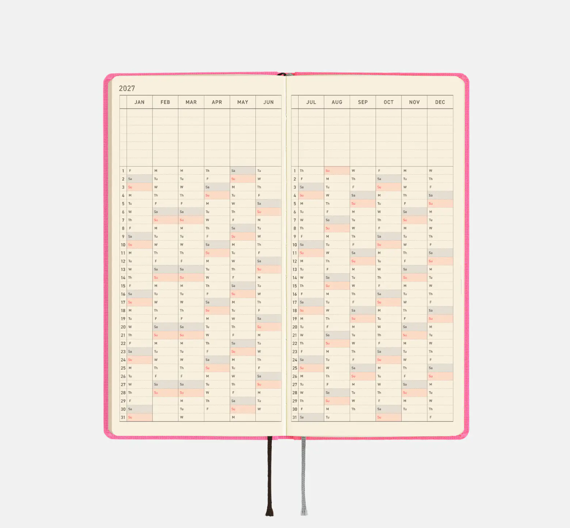 PREORDER: Hobonichi Techo 2027 Weeks MEGA Colors: Pink Sapphire