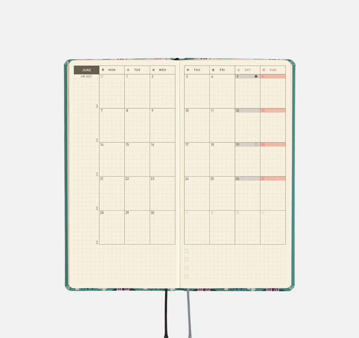 PREORDER: Hobonichi Techo 2027 Weeks Yumi Kitagishi: White Cat Wallpaper
