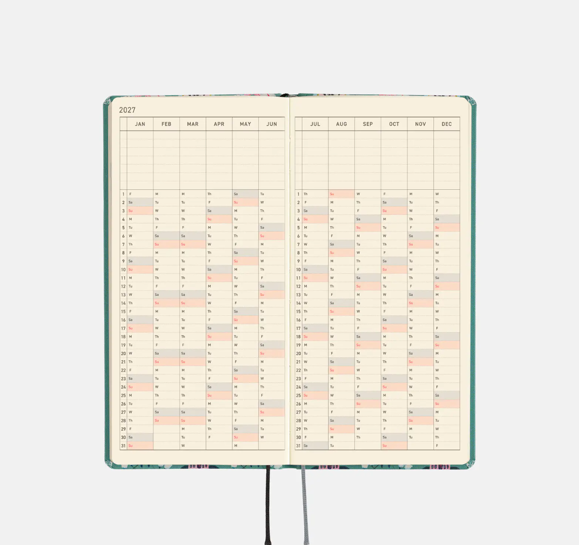 PREORDER: Hobonichi Techo 2027 Weeks Yumi Kitagishi: White Cat Wallpaper