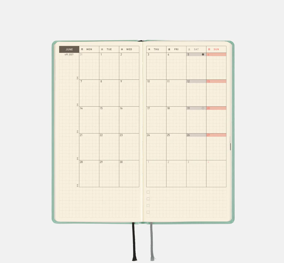 PREORDER: Hobonichi Techo 2027 Weeks Paper Series: Jade