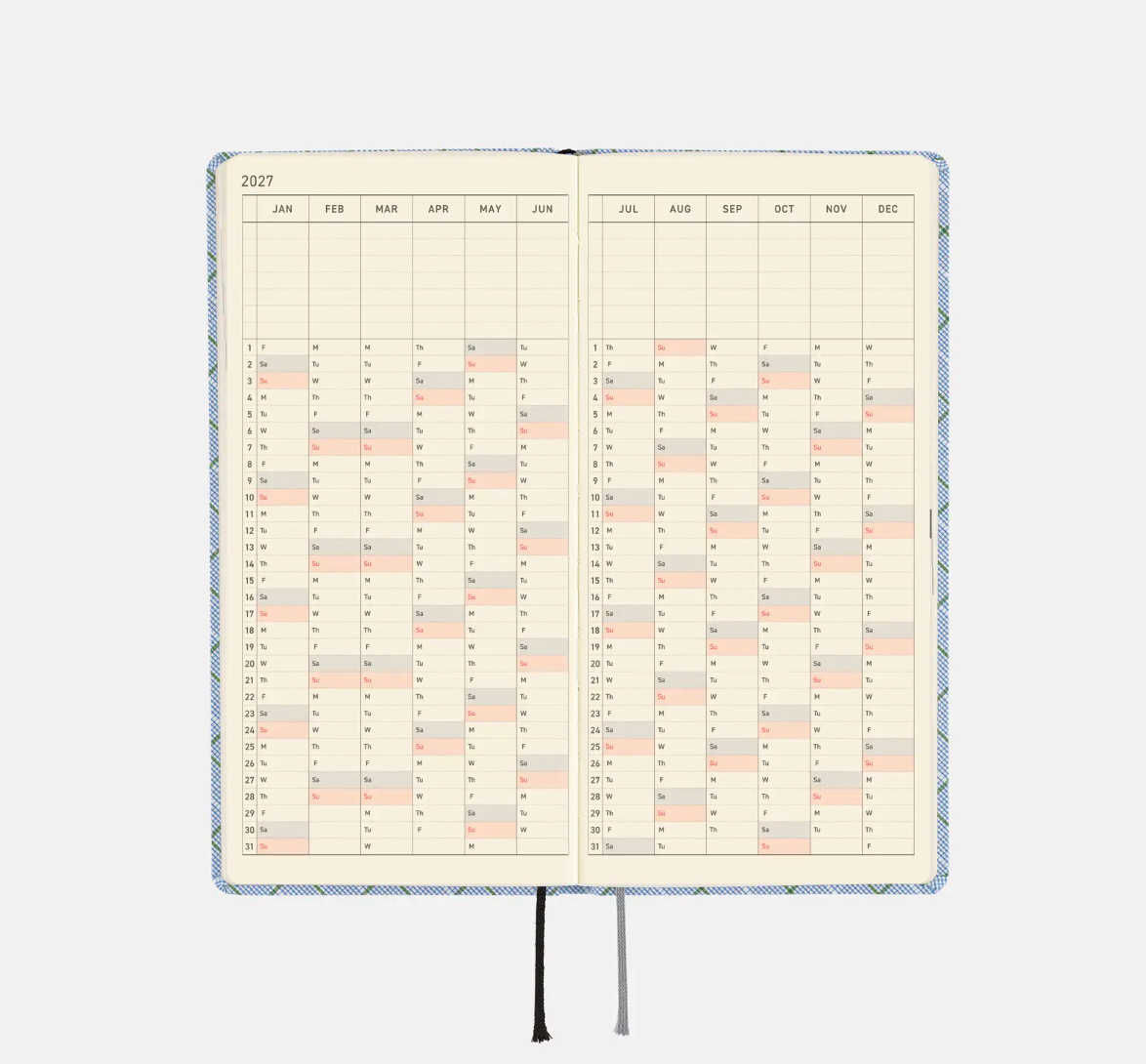 PREORDER: Hobonichi Techo 2027 Weeks Shirt Fabric: Graph Plaid