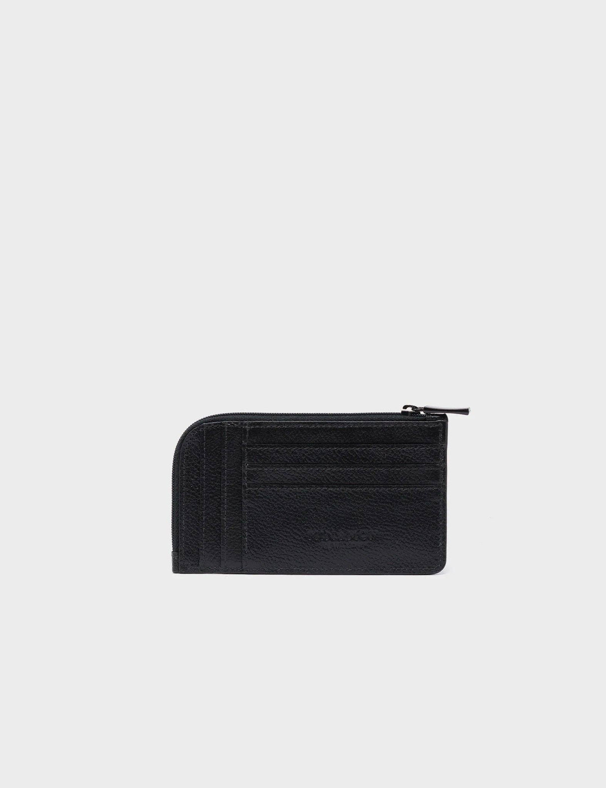 Fausto Black Leather Zip-around Cardholder - All Over Eyes