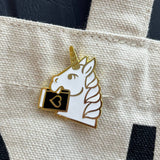Bookish Unicorn enamel pin - Medieval Fantasy