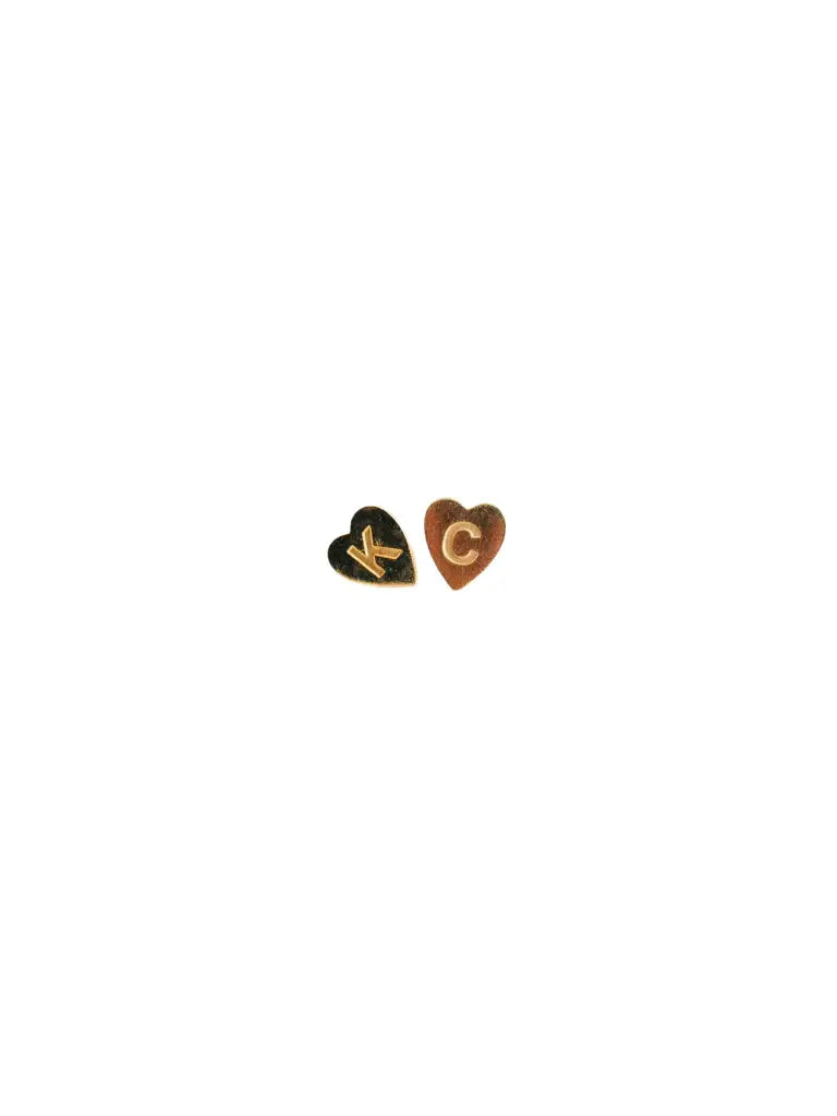 Gold KC Heart Stud Earrings