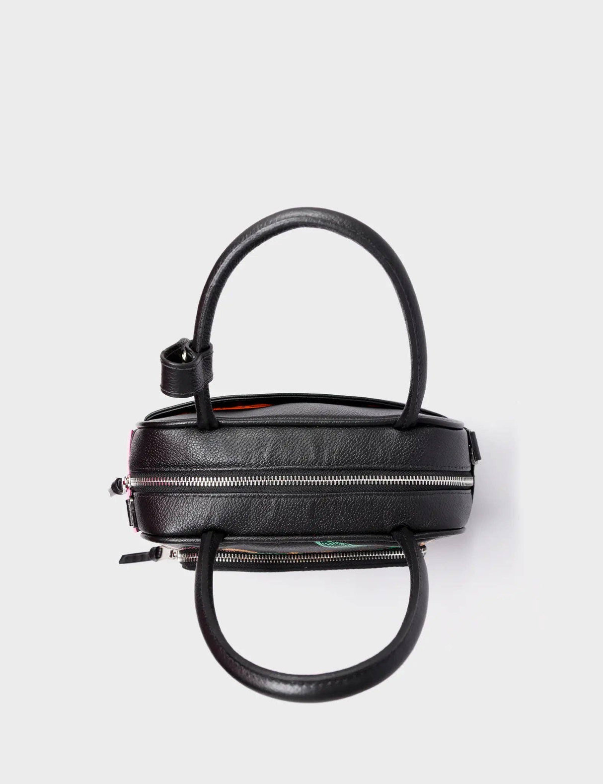 Marino Medium Crossbody Black Leather Bag - Tiger And Snake Print