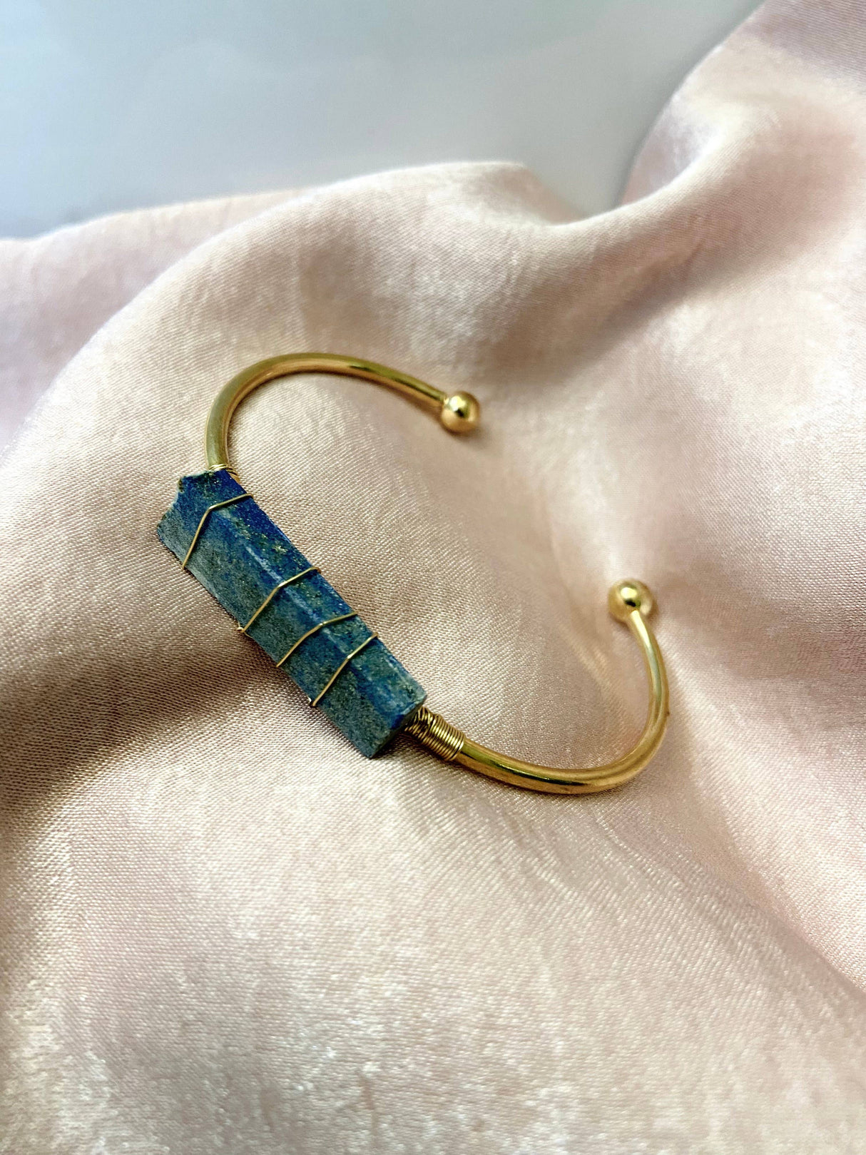 Lapis Lazuli + Gold Cuff Bangle Bracelet