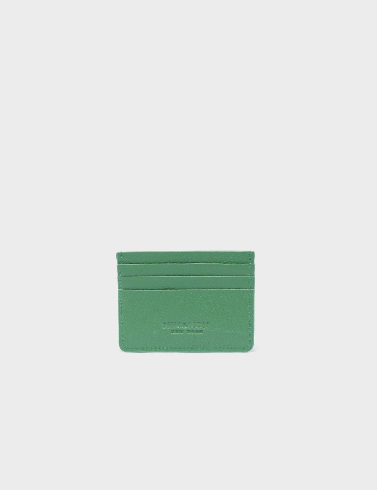 Filium Basil Green Leather Cardholder - Winged Tiger Embroidery