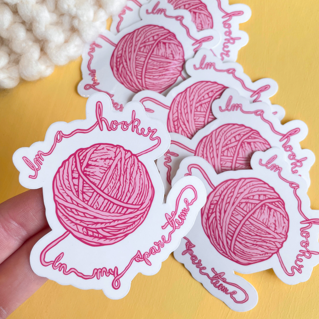Hooker in My Spare Time Yarn Vinyl Sticker