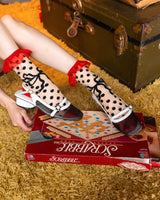 Polka Dot Bow Ruffle Sheer Crew Sock