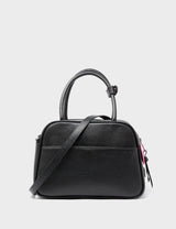 Marino Medium Crossbody Black Leather Bag - Tiger And Snake Print