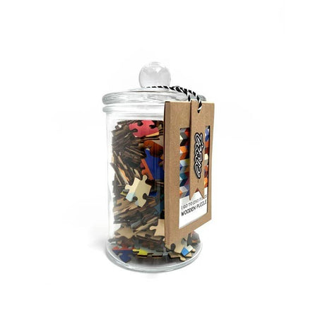 Wooden Puzzle: Herringbone Repeat in Glass  Jar