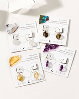 Sterling Silver Geometry Mini Hoop Earrings- Labradorite