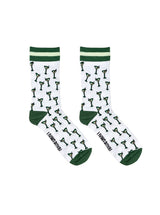 Women's Bamboo Crew Socks - Martini Glasses - Green & White