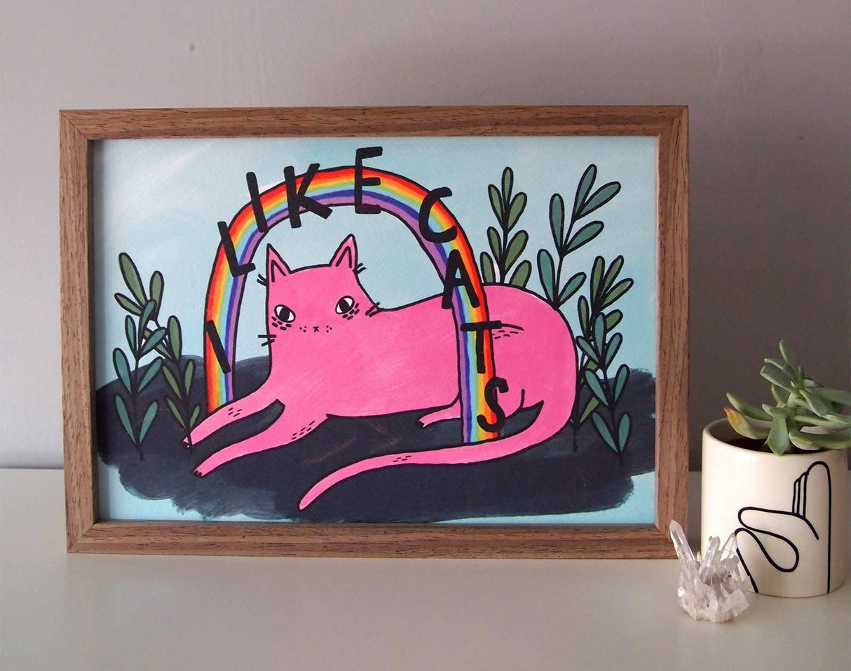 I Like Cats Rainbow Art Print