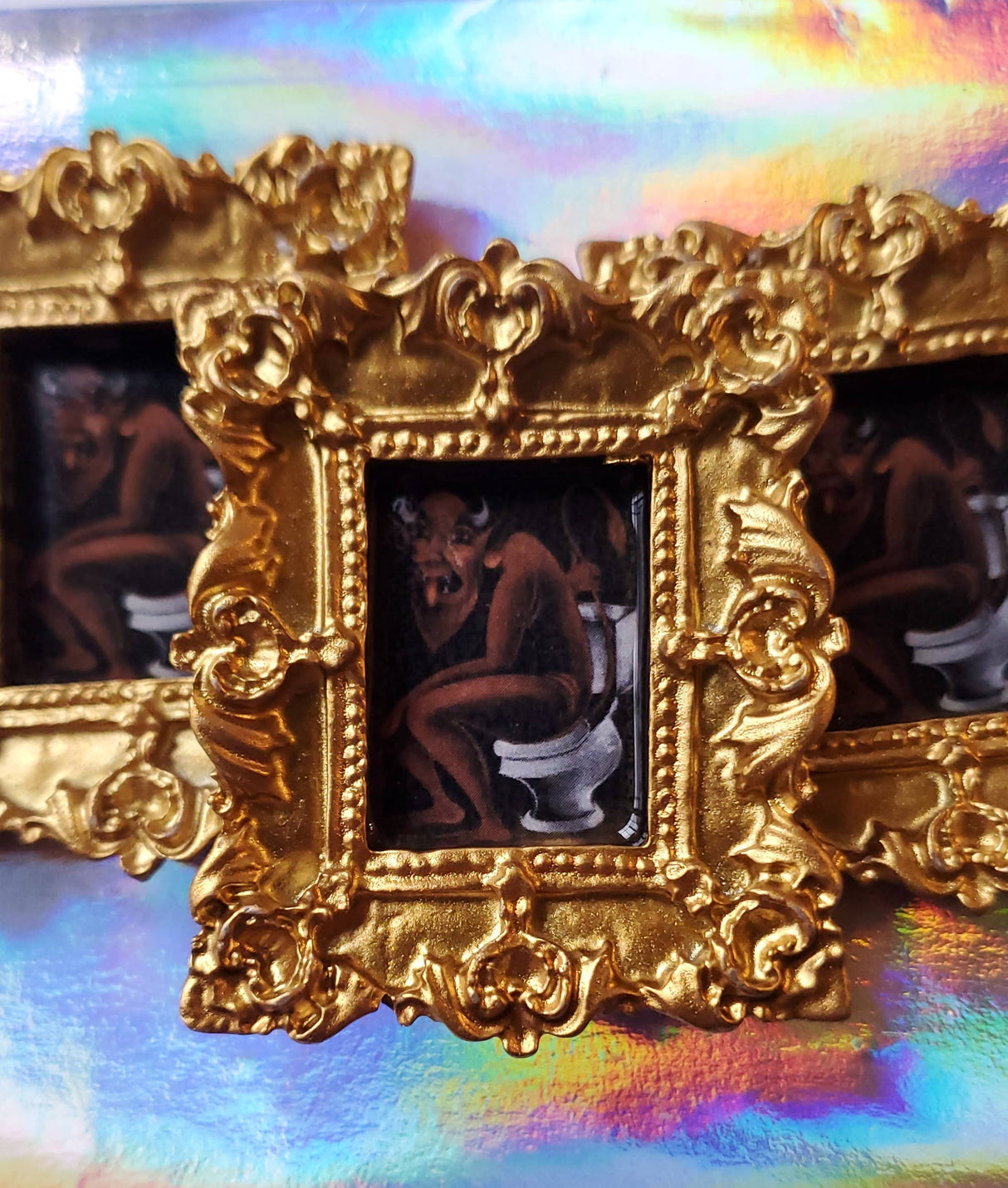 Devil on Toilet Framed Art Magnet