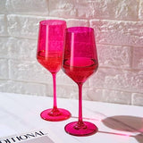 Hot Pink Crystal Wine Glasses, Set of 2 (12 OZ)