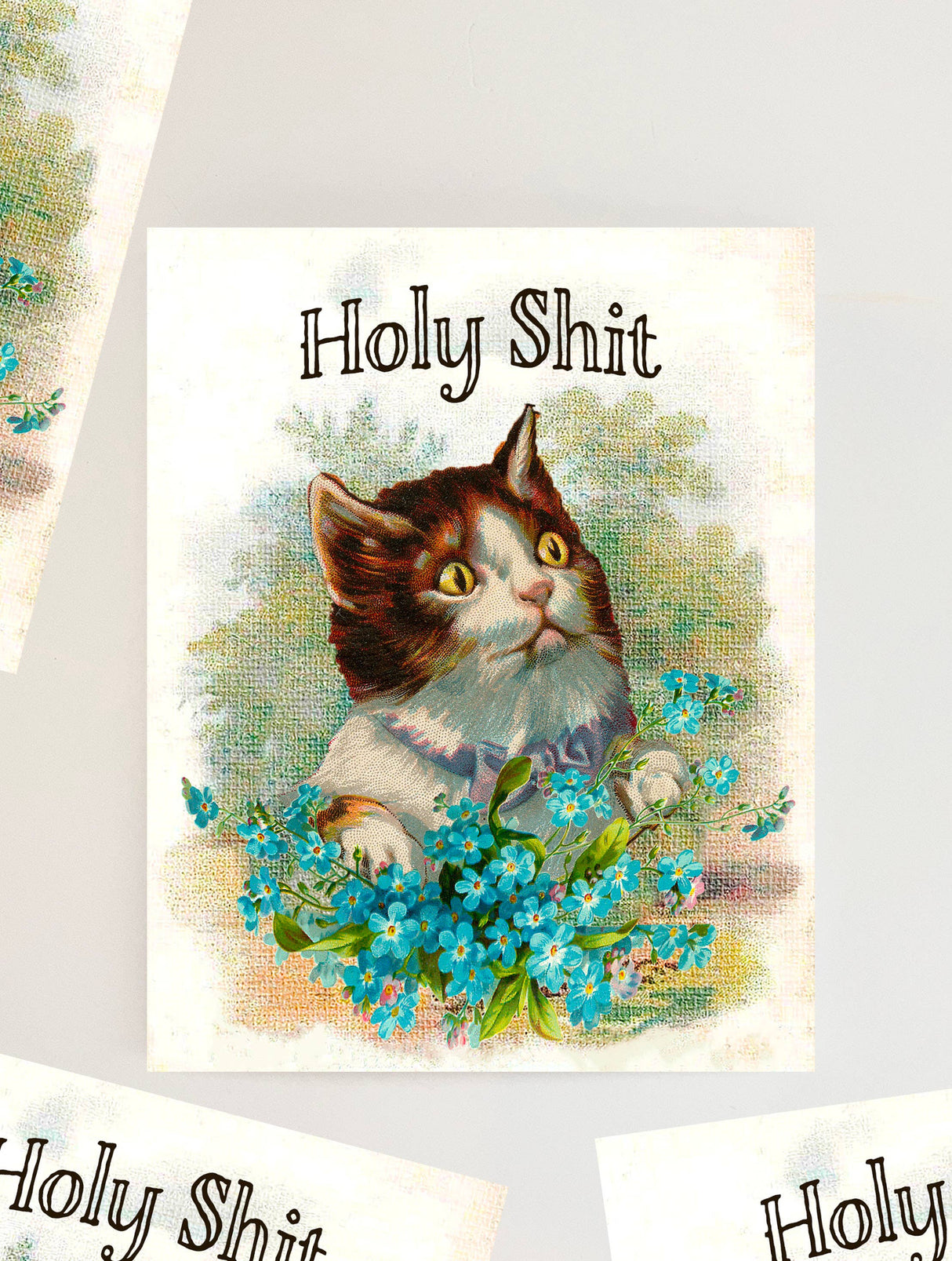 Kitty Cat Holy Shit Greeting Card