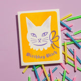 Birthday Bitch Cat - Risograph Card