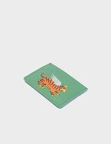 Filium Basil Green Leather Cardholder - Winged Tiger Embroidery