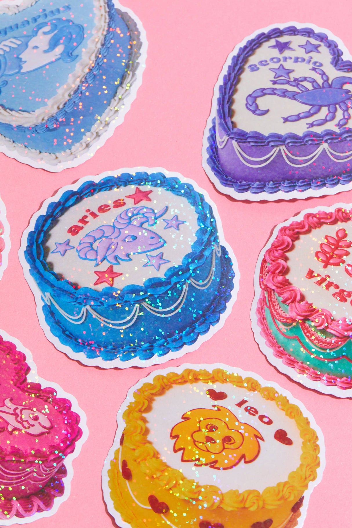 Leo Glitter Horoscope Cake Sticker