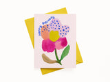 Five Petal Flower Happy Birthday Greeting Card