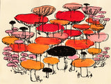 "Mushrooms in Red, Orange, and Pink" Print