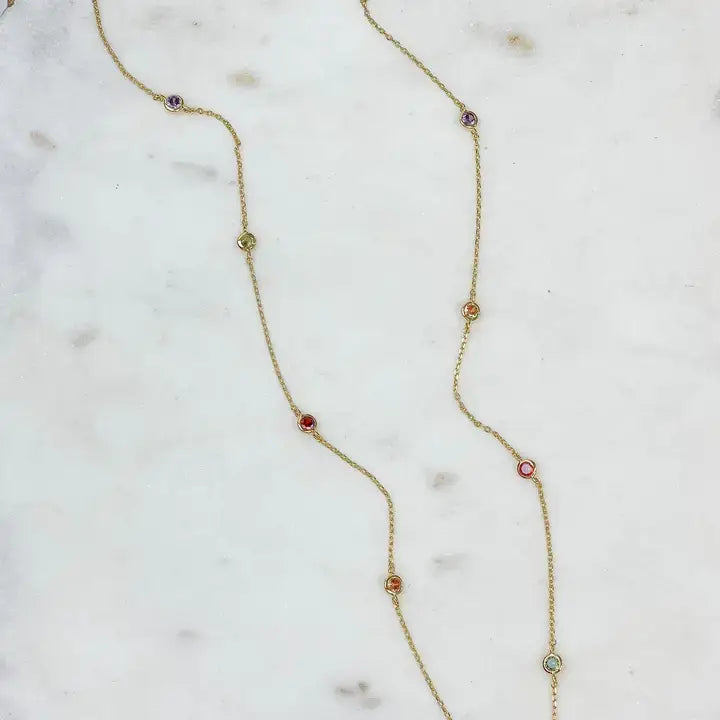 Cubic Zirconia Rainbow Station Necklace
