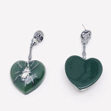 Gothic Spider Heart Shaped Charm Skull Post Earrings - GT