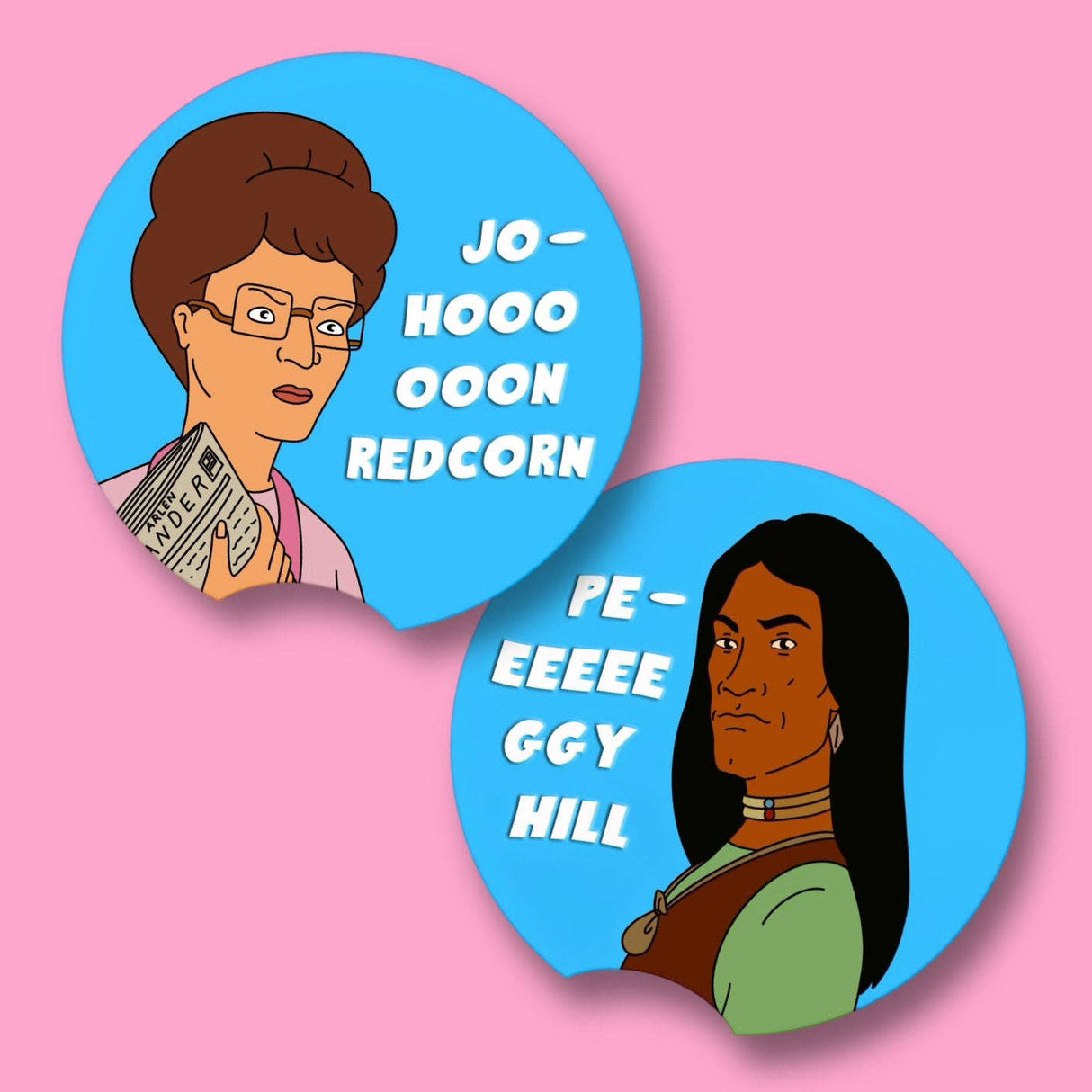 John Redcorn / Peggy Hill King of the Hill Car Coasters