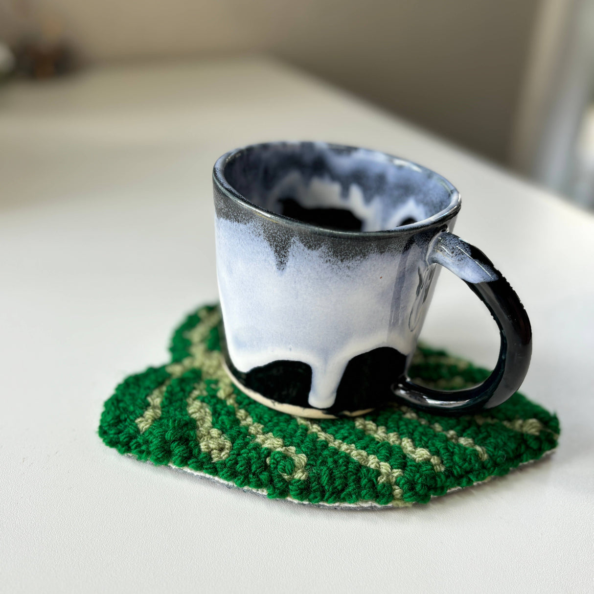 Philodendron Hand Tufted Coaster Mug Rug