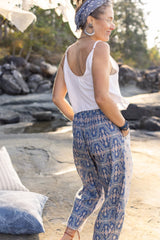 Head In The Clouds Boho Linen Print Cropped Artist Pants