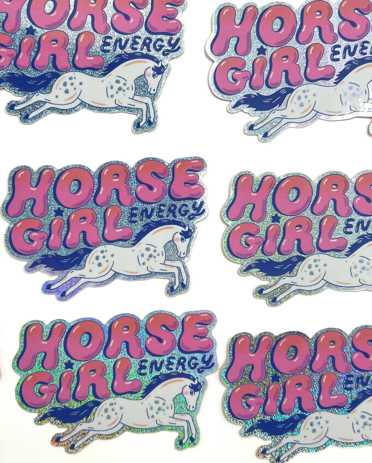 Horse Girl Energy Glitter Sticker
