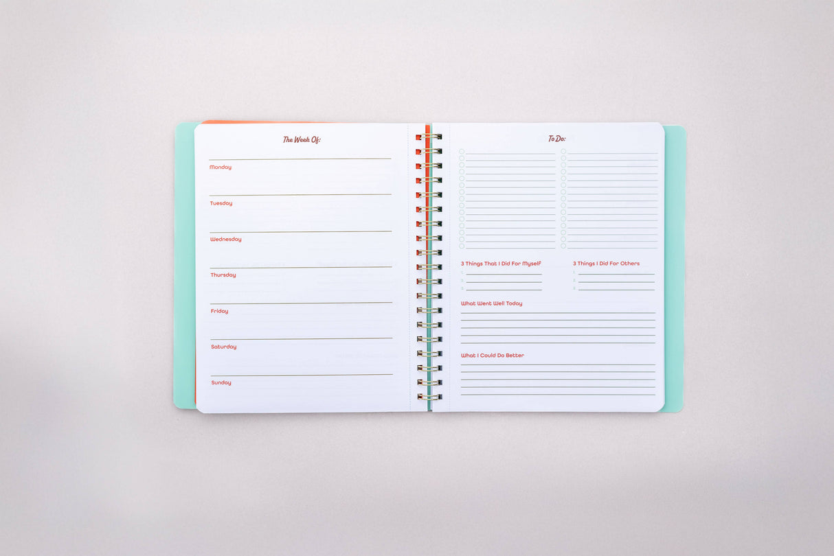 Undated Weekly Planner, Cherries and Strawberries Teal