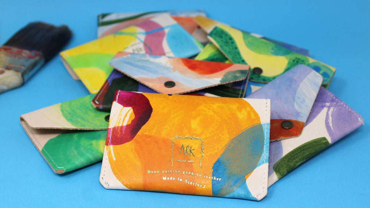 Hand Painted Leather Popper Purse