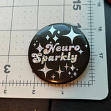 2.25" Pinback Button Neurosparkly Rainbow Glitter Lapel Pin