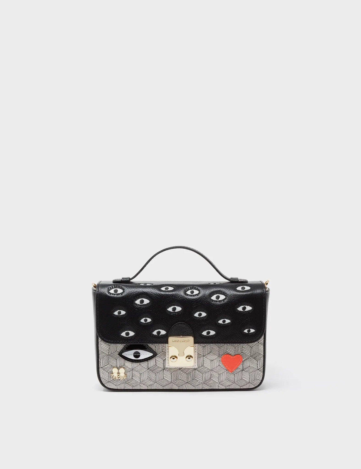 Amantis Black Leather Crossbody Mini Handbag - Tiger and Snake Design