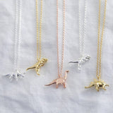 Gold T-Rex Dinosaur Necklace 18KGP