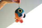Mochi Fish Fry Plush Keychain - Coral and Dark Green