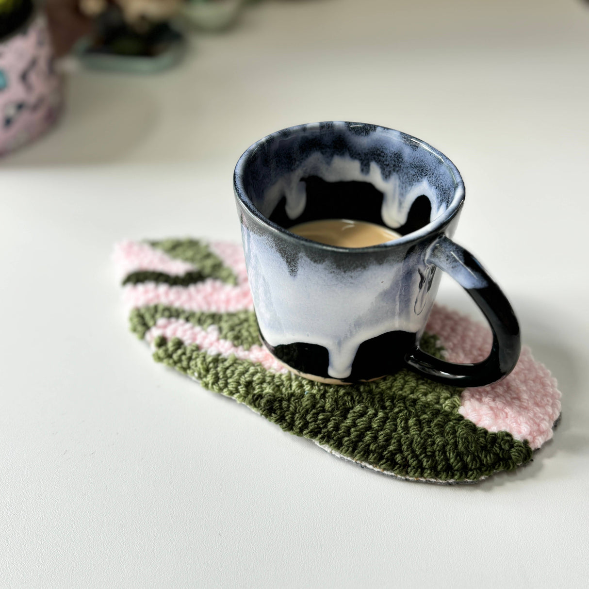 Handmade Calathea Mug Rug Coaster