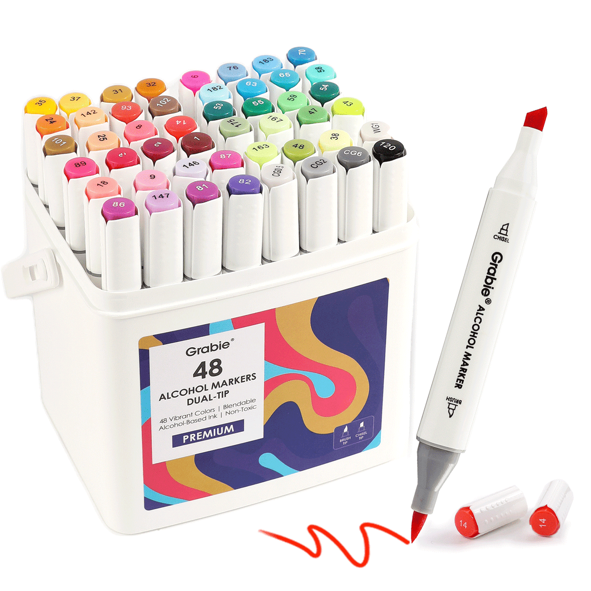 Dual-Tip Alcohol-Based Marker Set Of 48 With Coloring Book