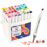Dual-Tip Alcohol-Based Marker Set Of 48 With Coloring Book