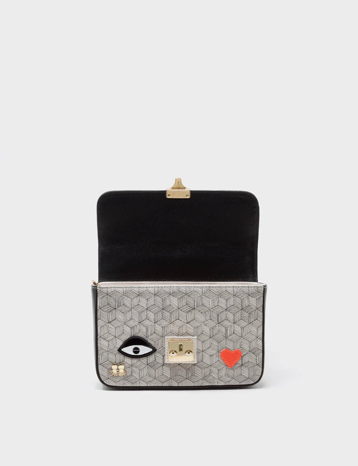 Amantis Black Leather Crossbody Mini Handbag - Tiger and Snake Design