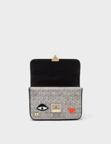 Amantis Black Leather Crossbody Mini Handbag - Tiger and Snake Design