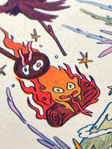 Howl's Moving Castle Small Riso Print