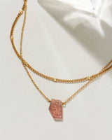 Aura Slice Gemstone Necklace - Strawberry Quartz
