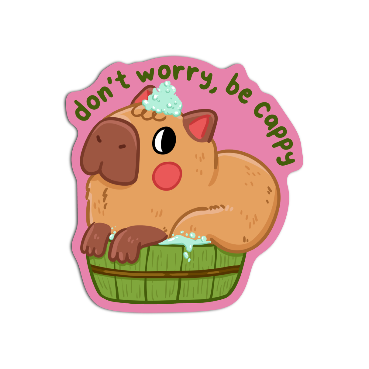 Kawaii Don't Worry Be Cappy Vinyl Waterproof Stickers