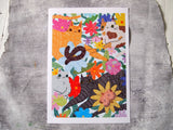 Cats, Bugs and Flowers A4 Art Print