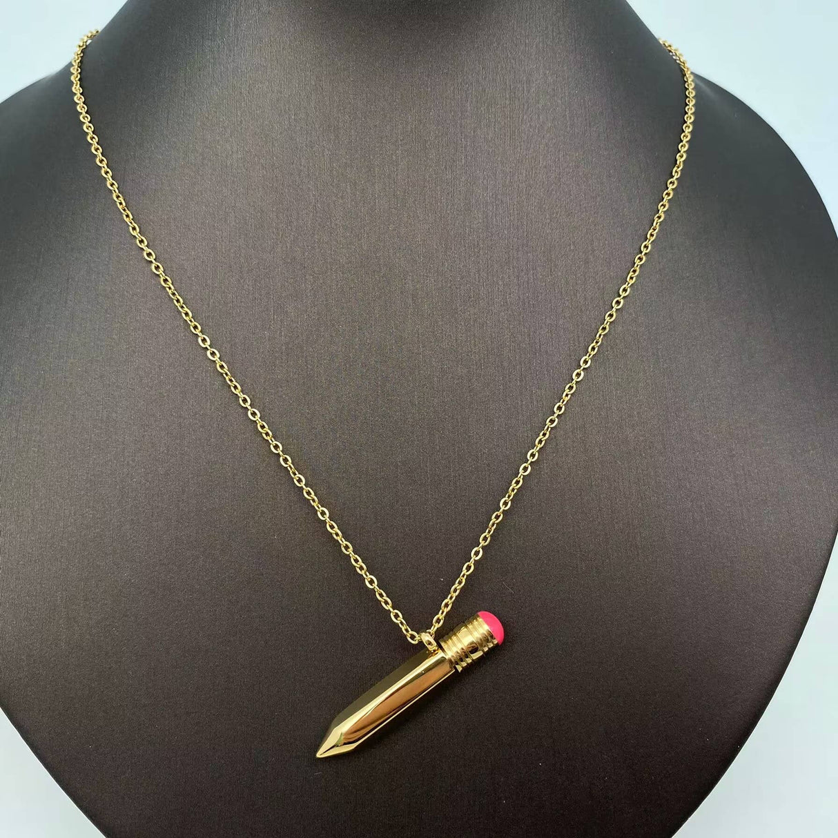 Openable Pencil Stainless Steel Pendant Necklace