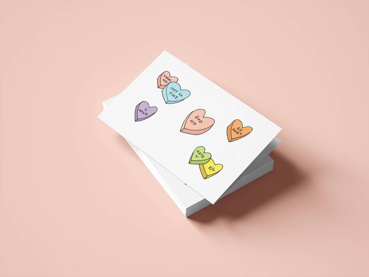 Ew Candy Hearts Card